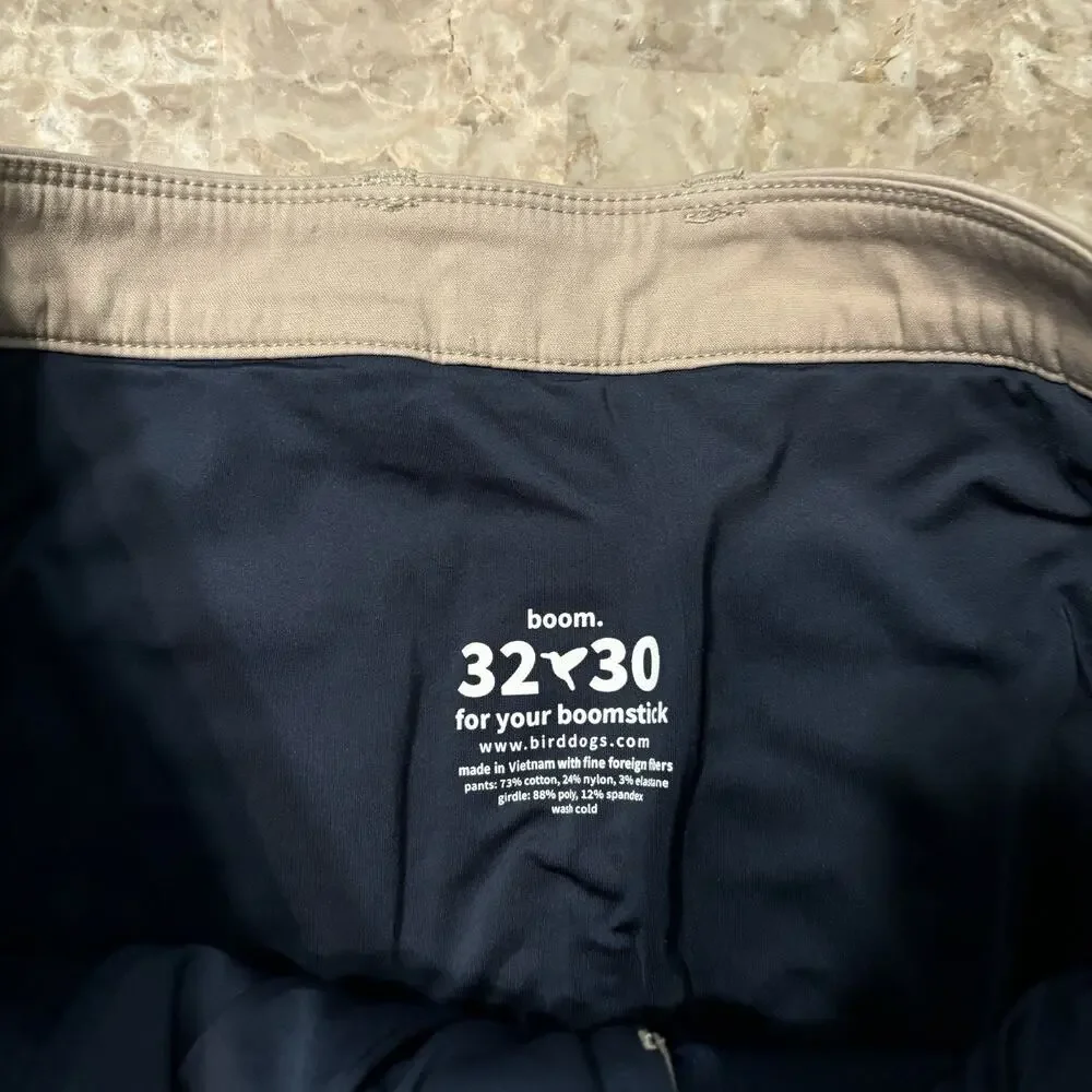 Birddogs Pants Mens 32x30 (Fits 32x28) Tan Lined Stretch Performance Chino Golf - Picture 6 of 14